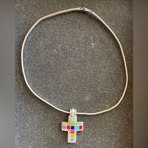 Italian 925 silver necklace with cross pendant.